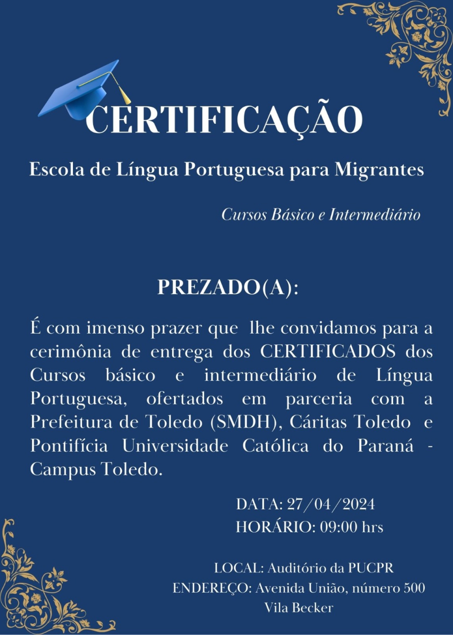 Toledo celebra conclusão do curso de Língua Portuguesa para imigrantes