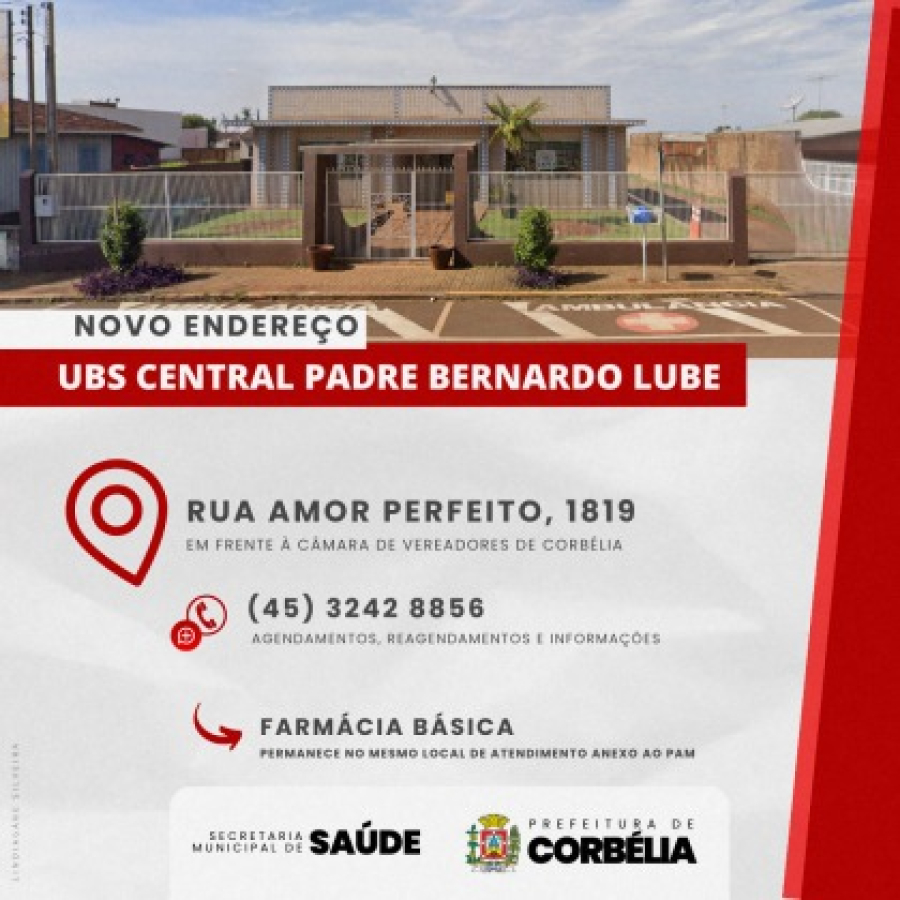UBS central passa a atender em novo endereço em Corbélia