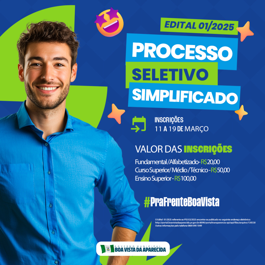 Inscrições para PSS em Boa Vista estão abertas